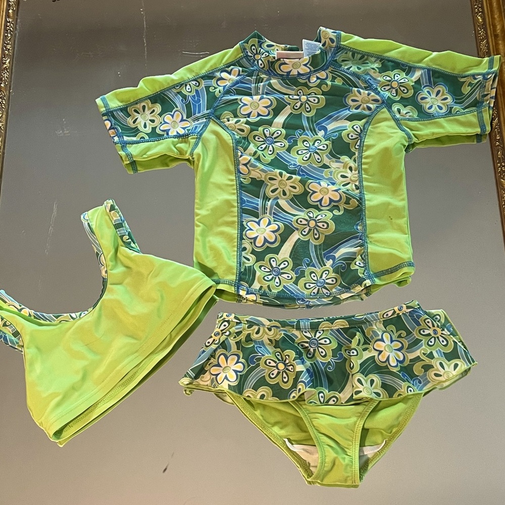 BT Kids sz 6 swim set - shirt, bikini top, bikini bottom